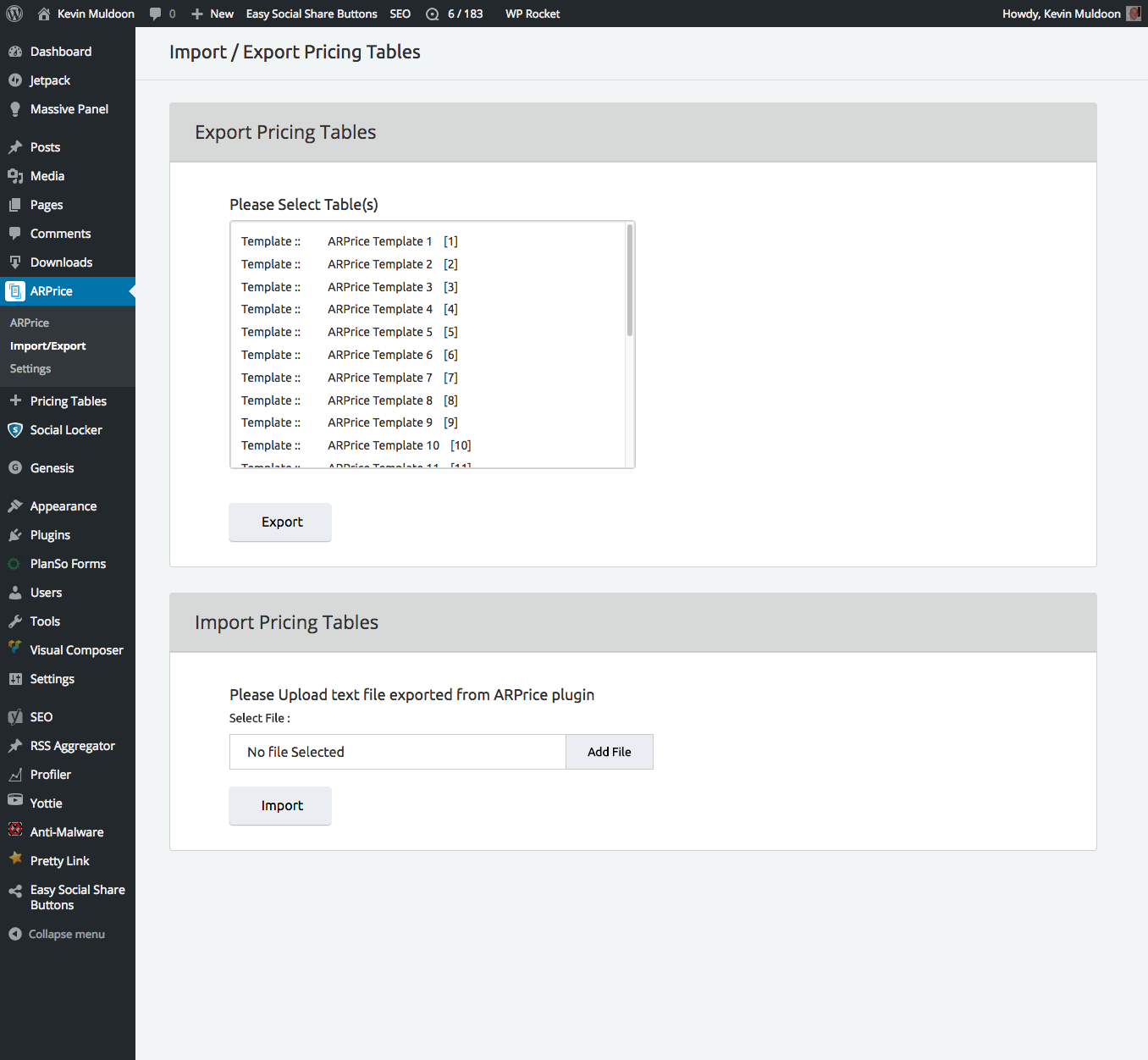 Import and Exporting Tables